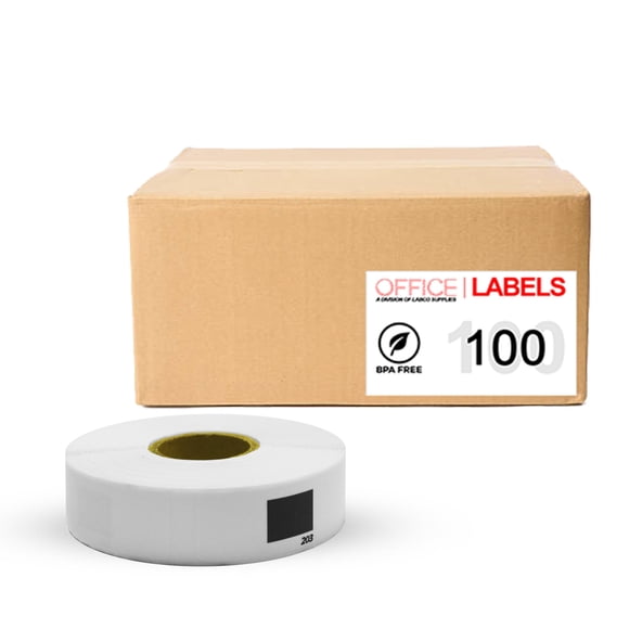 100 Rolls of DK-1203 Compatible Labels for BROTHER 2/3" x 3-7/16" (17mm x 87m) ROLL ONLY
