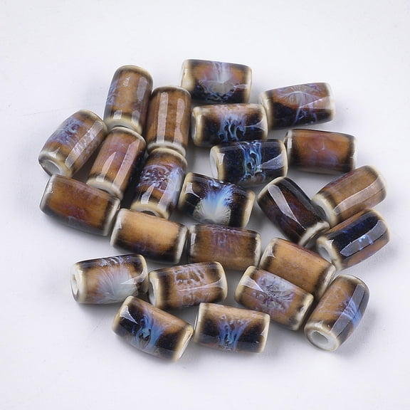 10pcs Handmade Porcelain Beads Fancy Glazed Porcelain Column Camel 10~10.5x6mm Hole: 2mm