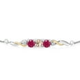 thumbnail image 2 of 925 Sterling Silver and 10K Yellow Gold Peach Morganite Red Ruby and White Lab Grown Diamond Tennis Bracelet for Women (1.52 Cttw, Gemstone October Birthstone, Fully Adjustable up to 9 inch), 2 of 4