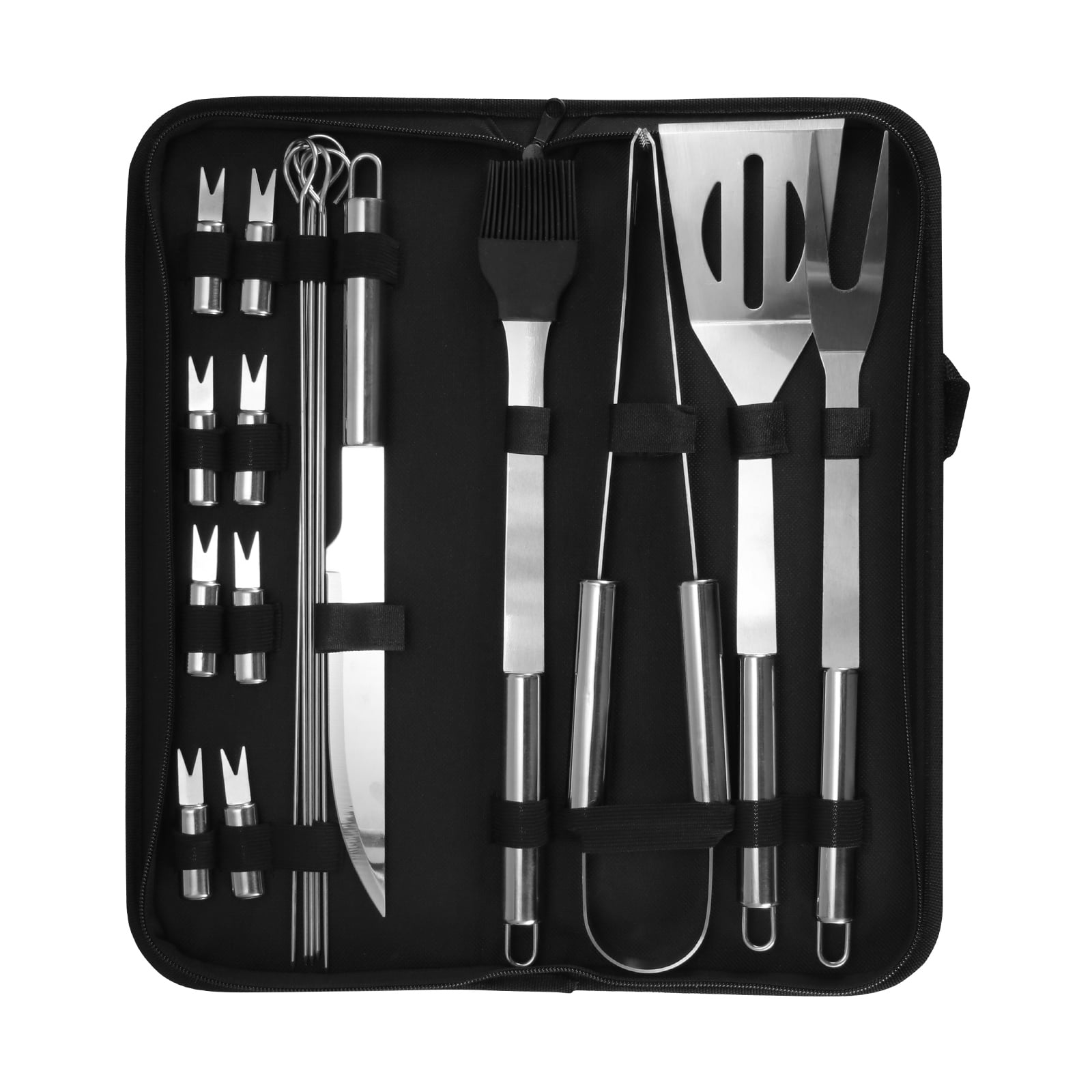 Stainless Steel BBQ Grill Tools Set Kit Utensils 18 Accessories Outdoor Grilling 