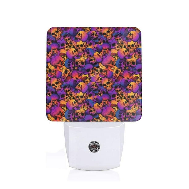Balery Skull Luz Nocturna LED con Sensor Automático, Enchufe con Sensor Crepuscular, Luz Suave de 0.5W para Dormitorio, Pasillo, Baño-US