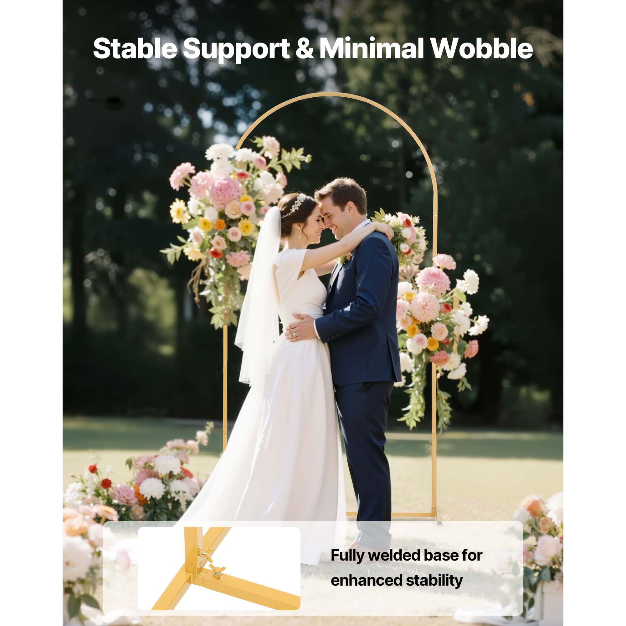 KFFKFF Gold Metal Arch Backdrop Stand, 6.6 x 3.3 ft, Durable Frame, Simple Setup, Decorative Stand for Weddings, Birthdays, Graduations, Holidays, and Ceremonies