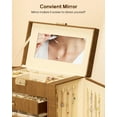 thumbnail image 5 of VigorPro Huge Jewelry Box with Mirror, Lockable Synthetic Leather Jewelry Case for Woman Jelwels(Brown + Yellow), 5 of 9