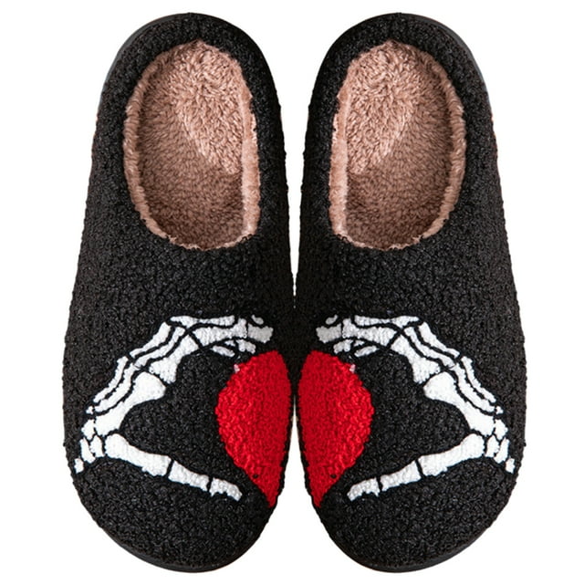 Pantuflas para parejas pantuflas acogedoras y cálidas y esponjosas para mujeres y hombres (negro 44-45)
