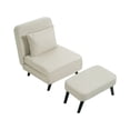thumbnail image 5 of 3 in 1 Foldable Linen Chaise Lounge with Adjustable Backrest, Footrest & Detachable Pillow, Convertible Chair Bed, Accent Chair, Small Space Sofa Bed for Living Room, Bedroom and Office, Beige 74537, 5 of 11