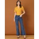 thumbnail image 3 of Blusa de lunares con corazón dulce Allegra K manga corta cuello en V casual botones Amarillo L, 3 of 6