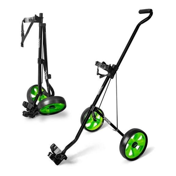 Jovial Foldable 2-Wheel Golf Pull Cart - Aluminum Pull Cart, Upper & Lower Brackets with Elastic Strap, Without Umbrella Holder