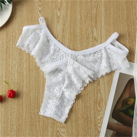 GZWYHT Womens Underwear Clearance Sexy Underwear Women s Essentials Stretch Bikini G-String Panty Lace Trim 3 Colors Comfy Sexy Underwear Panties for Women Seamless Underwear No Show Underwear White L