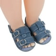 thumbnail image 3 of LNMQLPDBS Toddler Sandals Boys Girls Open Toe Denim Shoes with Striped First Walkers Non-Slip Soft Sole Sandals Summer Toddler Flat Sandals Outdoor Baby Sneakers Beach Unisex Baby Casual Sandals, 3 of 9