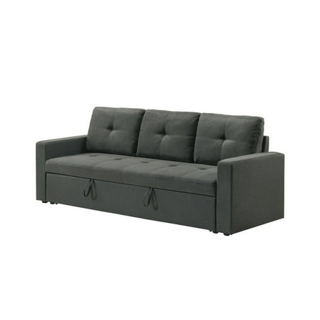 Lilola Home 83.5"W Dark Gray Fabric Sleeper Sofa with Tufted Cushions