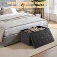 thumbnail image 2 of ACCVER 30" Storage Ottoman Bench - Faux Leather Foldable Ottoman Upholstered Entryway Bench, 400lbs Large End of Bed Bench with Storage Chest for Bedroom, Living Room, Black, 2 of 7