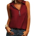thumbnail image 2 of Gvmfive Women Summer Plain Tank Tops Vest Zipper V Neck Loose Blouse, 2 of 3