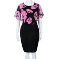 thumbnail image 5 of Women's Casual Tennis Dress Fashion Rose Print Chiffon O Neck Ruffles Dress for Everyday Wear Red XL, 5 of 6