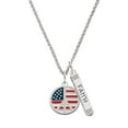 thumbnail image 1 of Delight Jewelry Silvertone Large Peace Sign with USA Flag Silvertone Believe Faith Prayer Hope Bar Charm Necklace, 23", 1 of 4