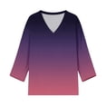 thumbnail image 4 of 3/4 Sleeve Womens Tops V Neck T-Shirts Spring 2026 Dressy Casual Blouses Dark Purple 3XL, 4 of 5