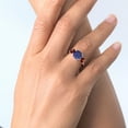 thumbnail image 5 of Gem Stone King 925 Sterling Silver Blue Lapis and Red Garnet 3 Stone Engagement Ring for Women (4.00 Cttw, Gemstone, Cushion 8MM, Size 8), 5 of 5