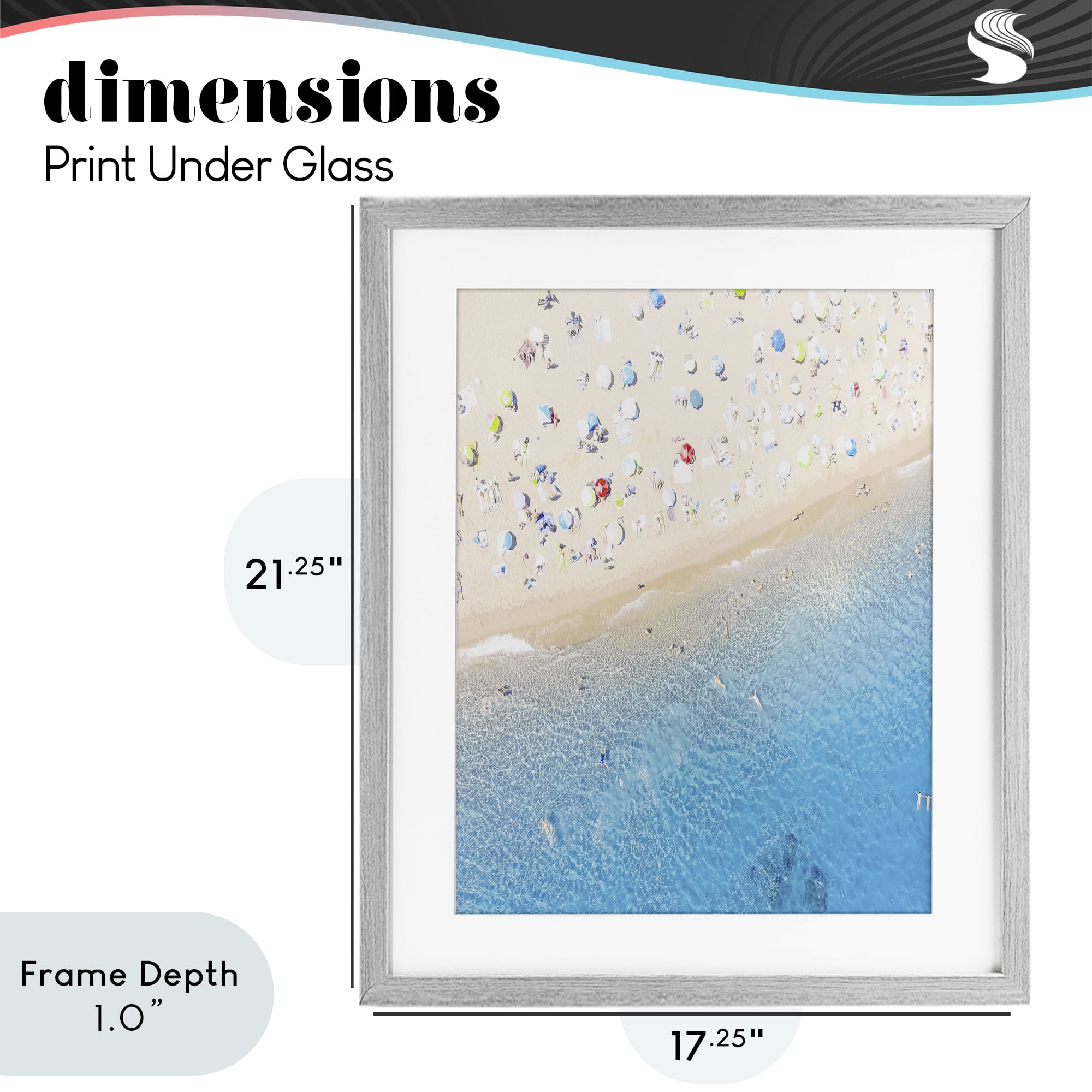Stupell Industries Happy Beach in Summer Gray Framed Print Under Glass, design by Leah Straatsma