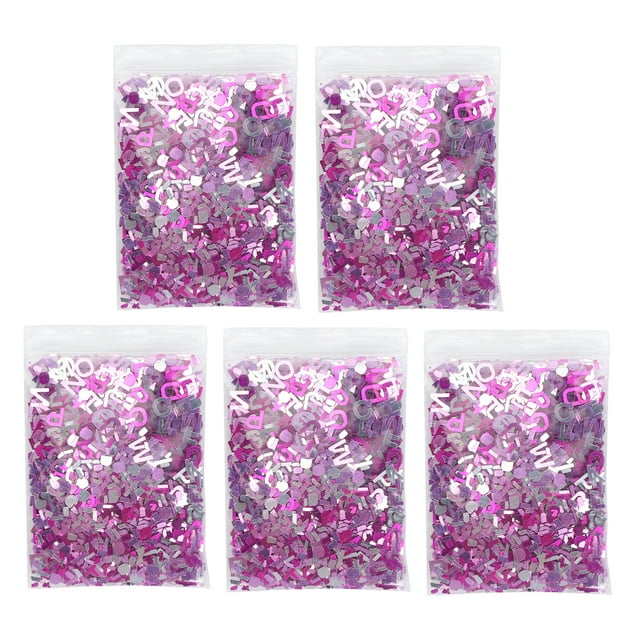 Confeti rosa de 8 mm con lentejuelas brillantes para decoración de mesa de niña, adornos para bautizo, letras