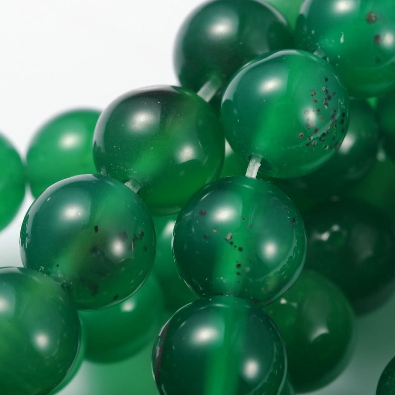 10 strand Round Natural Green Onyx Agate Beads Strands Dyed Heated 8mm Hole: 1.5mm 48pcs/strand 15.1 inch