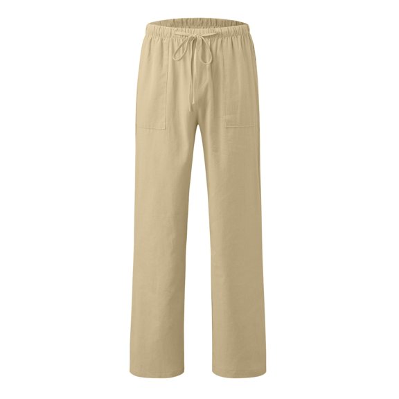 Boys Linen Pants - Boys Girls Straight Leg Pants Summer Beach Pants Casual Loose Fit with Elastic Waist Drawstring