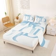 thumbnail image 2 of Erosebridal Blue Bowknot Full Size Sheets for Girls, Monogrammed D Bed Sheets, 4pcs, 1 Flat Sheet, 1 Fitted Sheet and 2 Pillowcases, 2 of 5