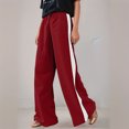 thumbnail image 2 of Women's Pants Drawstring Striped Straight Leg Elastic High Waist Jogger Pants with Pockets Lightweight Casual Trendy Relaxed Fit Slacks, 2 of 7