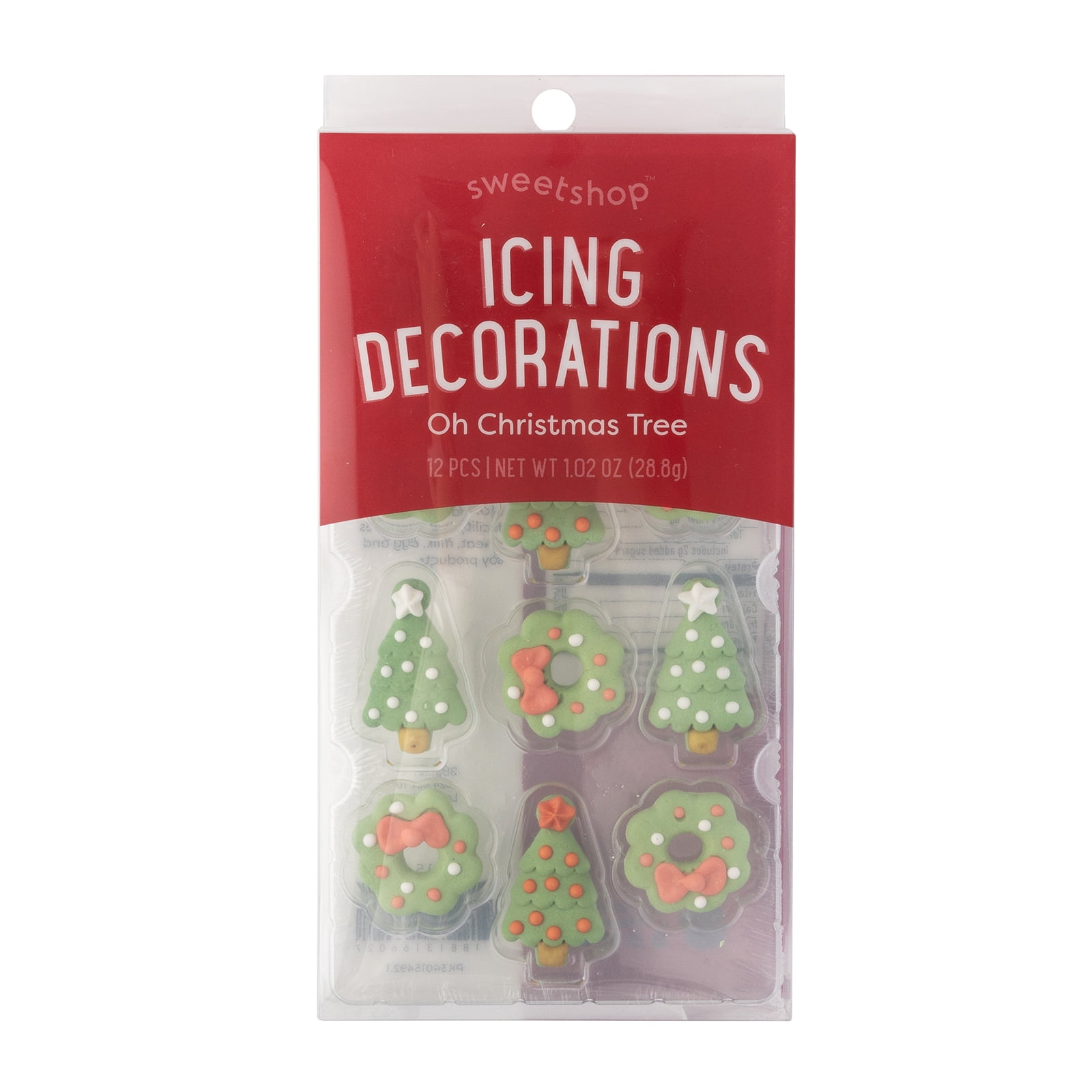 Sweetshop Holiday Icing Decorations, 12 Piece - Oh Christmas Tree Cake Toppers