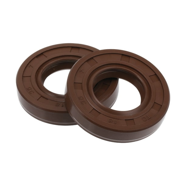 Sellos de aceite universales TC de doble labio con resorte de acero, sellos de eje rotativo de alta presión de goma FKM marrón, 2 piezas 18x35x7mm