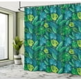 thumbnail image 4 of Ambesonne Tropical Shower Curtain, Sketchy Exotic Leaves Art, 69"Wx84"L, Petrol Blue and Lime Green, 4 of 4