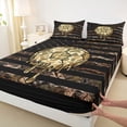 thumbnail image 5 of Manfei Camo Soccer Ball Flag Bed Sheets, Drip Sports Full Size Sheets, Brown Black, Black Reversible 4pcs (1 Flat Sheet, 1 Fitted Sheet and 2 Pillowcases), 5 of 6