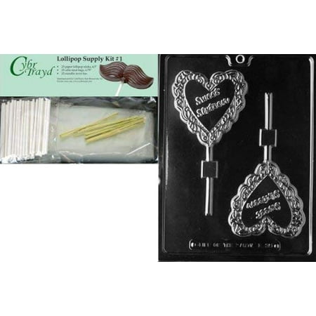 

Cybrtrayd Sweet Sixteen Lolly Letters and Numbers Chocolate Candy Mold with Lollipop Supply Bundle of 25 Gold Twist Ties