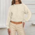 thumbnail image 2 of Arlun Womens Cropped Cardigan Sweaters Crew Neck Long Sleeve Button up Sweaters Top Elegant Solid Color Lightweight Knit Open Front Cardigan for Daily Wear, 2 of 4