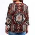 thumbnail image 3 of Women's V Neck 3/4 Sleeve Tunic Tops for Leggings Casual Dressy T-Shirts Blouses Wine M, 3 of 4