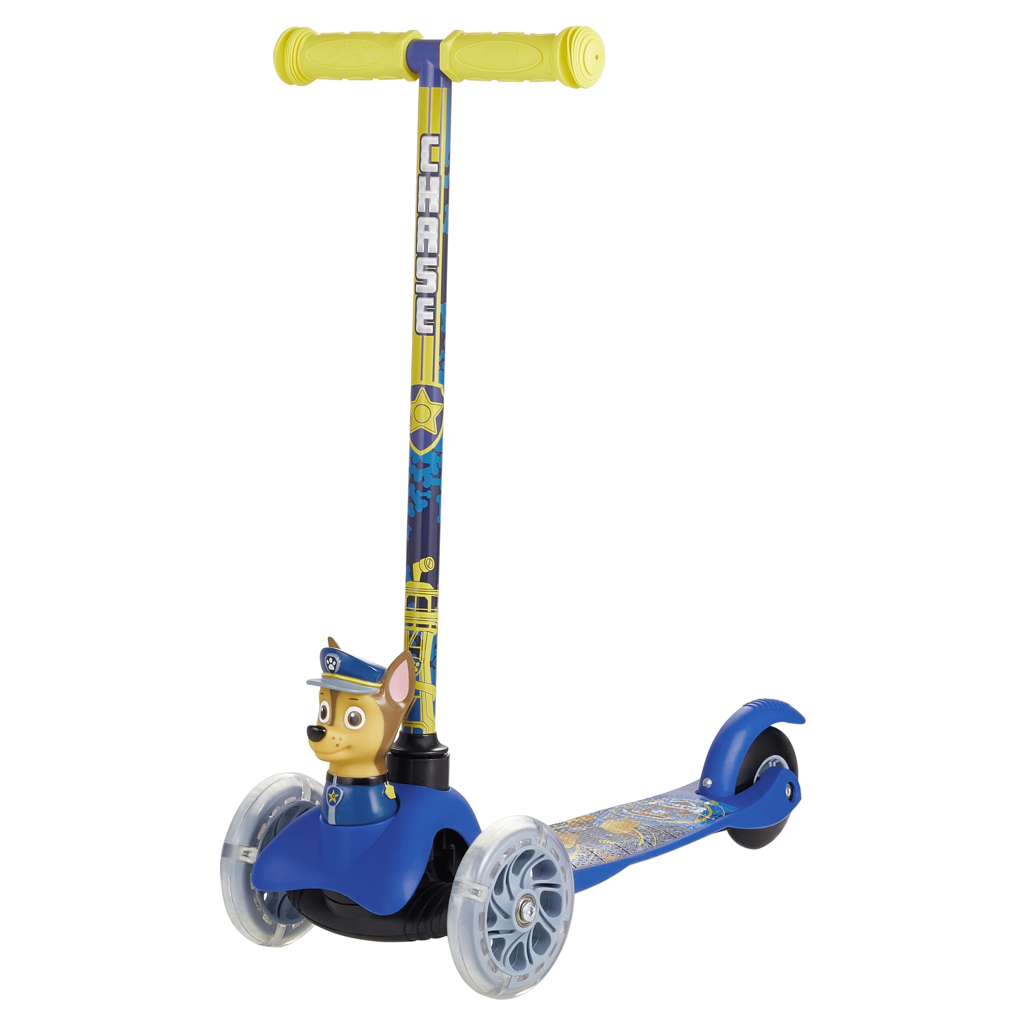 Paw Patrol Chase Ride-N-Glide Buddies 3D Toddler 3-Wheel Kick Scooter for Boys and Girls Ages 3 and Up, Blue