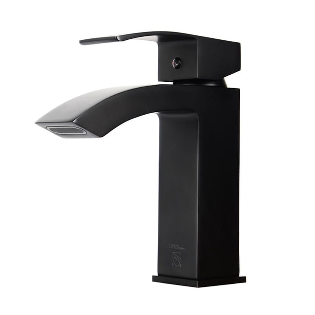 Robinet de Salle de Bain Moderne, Robinet de Lavabo à Cascade à Poignée Unique avec Grand Bec Rectangulaire
