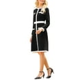 thumbnail image 4 of INSPIRE CHIC Women's Work A-Line Dress Long Sleeve Contrast Color Dresses S Black, 4 of 5