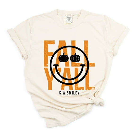 S.W.Smiley Fall Y'all - Women's Garment Dyed Graphic T-Shirt