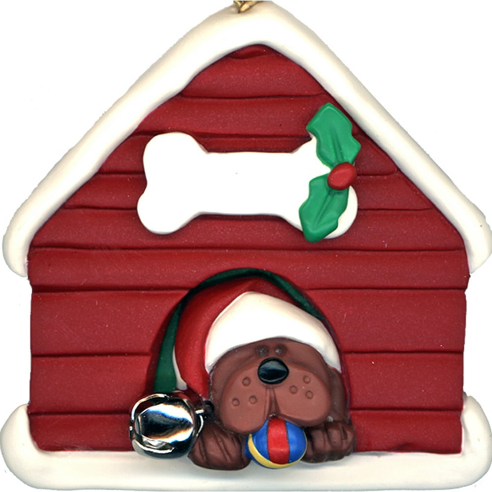 Dog House Brown Dog Personalized Christmas Ornament DOITYOURSELF