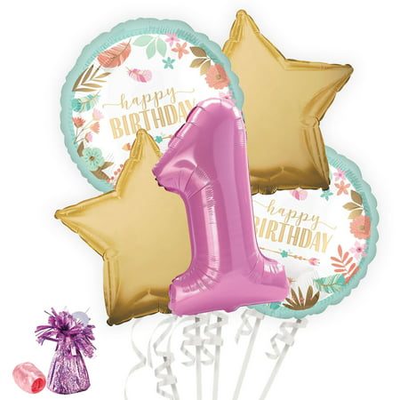 Boho 1st Birthday Girl Balloon Bouquet Kit