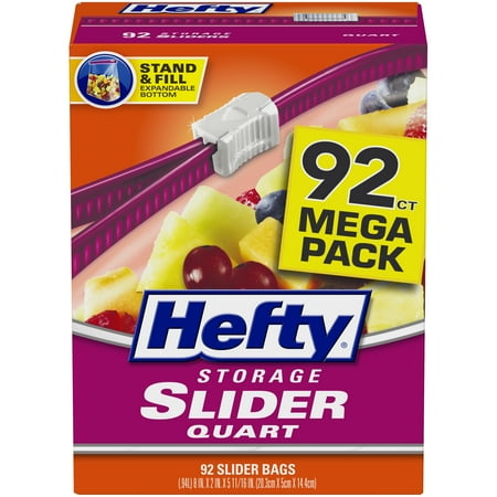 Hefty Slider Food Storage Bags, Quart Size, 92 Count