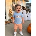 thumbnail image 4 of Loicainy Toddler Kids Boy Halloween Outfit 12 18 24 Months 2T 3T 4T 5T Short Sleeve Pumpkin Embroidery Tops and Plaid Shorts Clothes Set, 4 of 9
