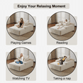 thumbnail image 3 of Leumius Oversized Chaise Lounge Indoor,Cozy Cloud Couch Modern Plush Corduroy Upholstered Sofa Bed with 3 Pillows and Wide Armrest for Living Room, No Assembly Required,White, 3 of 12