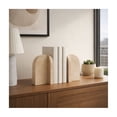 thumbnail image 3 of Marble Arched Book Ends for Shelves - Modern Book Accessories for  Bookshelf Libray Decor - Decorative Bookends Display for Office Library, Desk or Living Room Accent - Set of 2, 6", Tan, 3 of 11