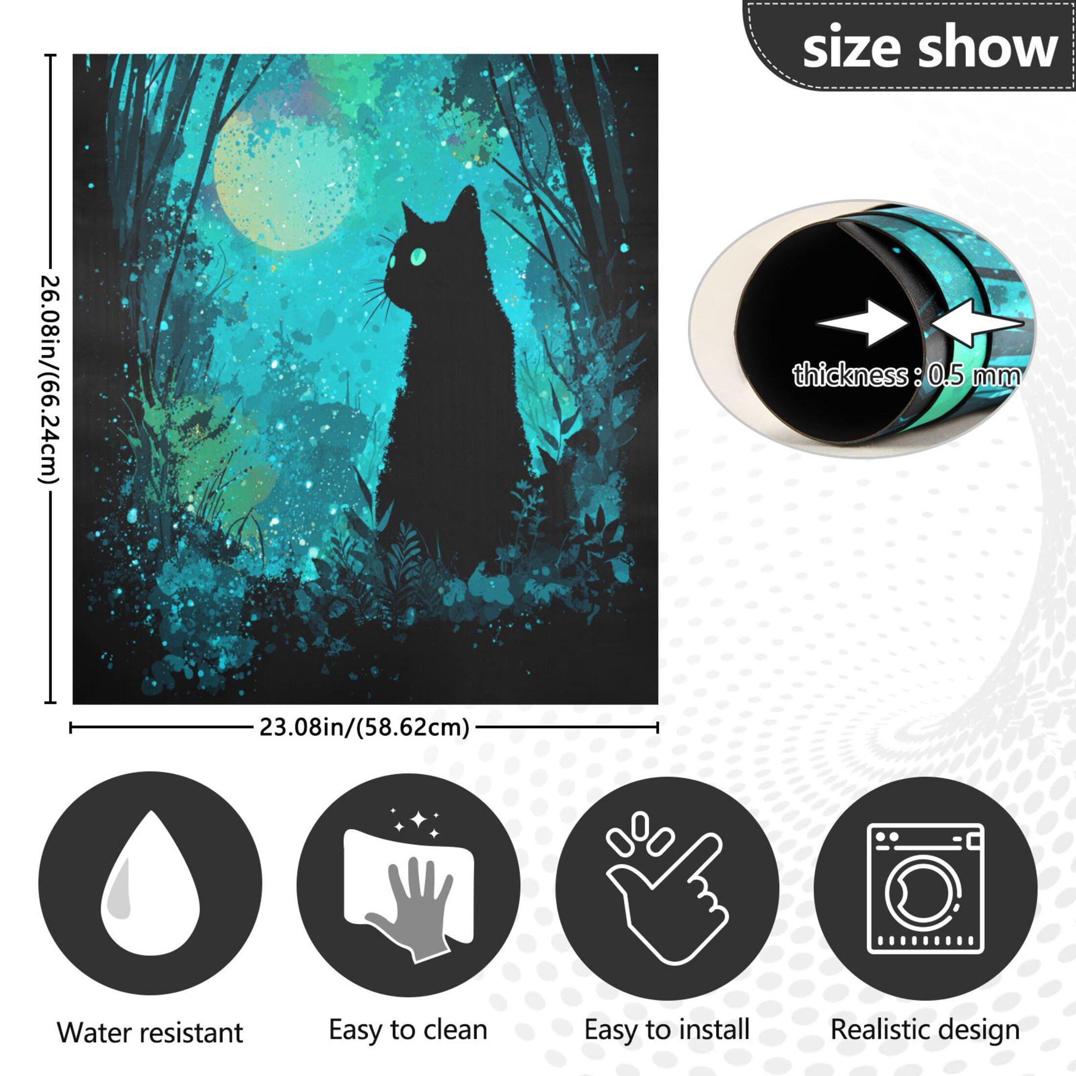Dishwasher Magnetic Refrigerator Magnet Cover Sticker Home Decorative 23"x26" Magic Black Cat