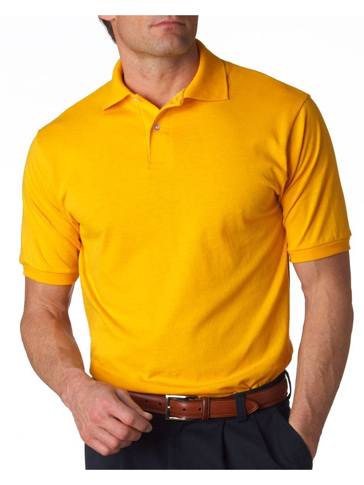 Jerzees Men's SpotShield Button Down Polo Sport Shirt, Gold M