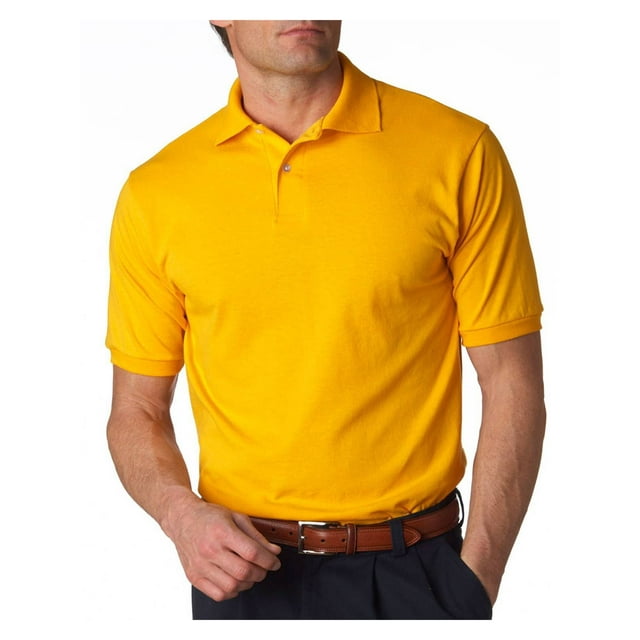 Jerzees Men's SpotShield Button Down Polo Sport Shirt, Gold M