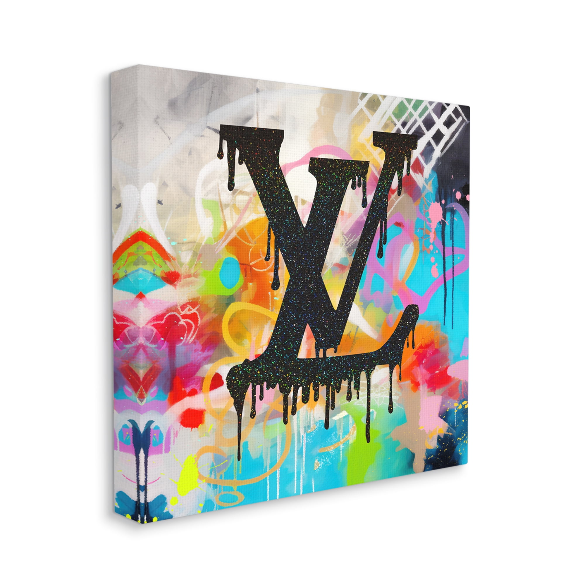 Stupell Industries Fashion Logo on Graffiti Abstract Painting Gallery Wrapped Canvas Print Wall Art, 30 x 30