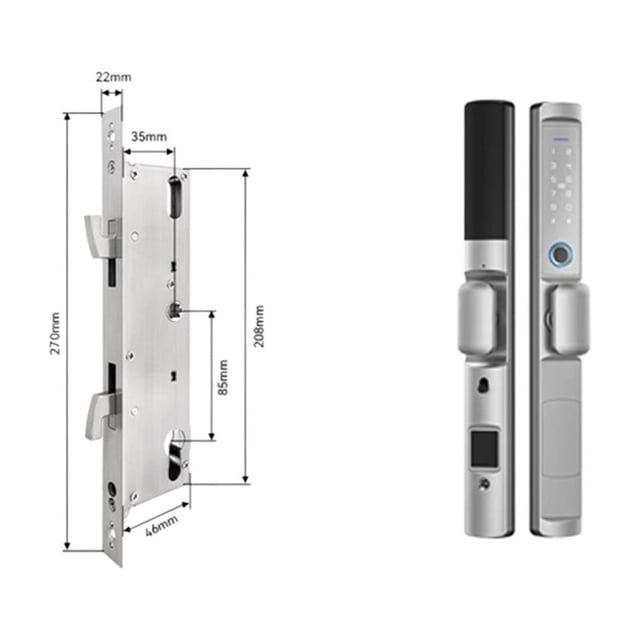 Door Lock, Waterproof Tuya Fingerprint Locks Round Handle Electronic Smart Sliding IC Card Code Lock For Aluminum Glass Push Pull Door ,Easy to Install