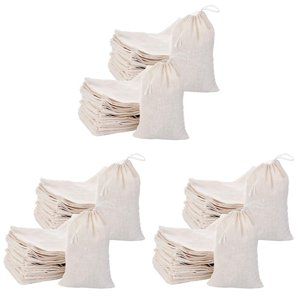 150 Pack Cotton Muslin Bags Multipurpose Drawstring Bags for Tea Jewelry Wedding Party Favors Storage (4 x 6 Inches)