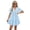 Light Blue, variant on Women's Ruched Tiered V Neck Short Sleeve Mini Dress for Summer Party Look Silhouette Flattering Fit 100% Polyester